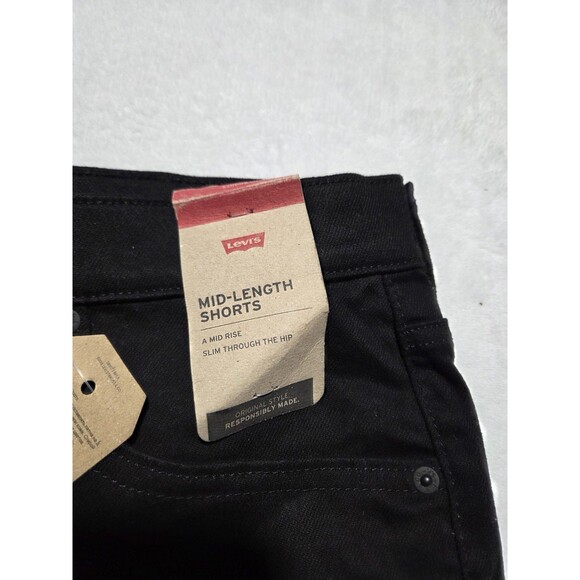 Levi's Women's Mid Length Shorts Size 30 Zip Fly Mid Rise Slim Fit Black NWT - Picture 3 of 13